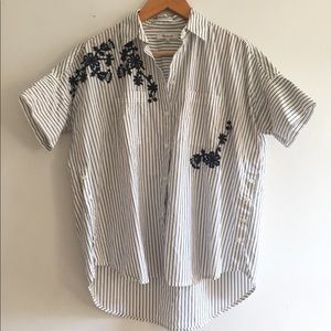 Madewell Courier Striped Embroidered Shirt XXS